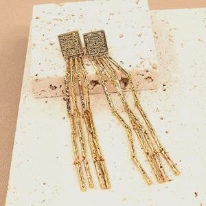18k Gold Plated Tassels Vintage Antique Style Dangle Earrings